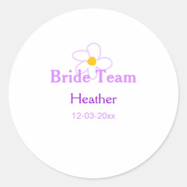 Pegatina Redonda Equipo de novia boho flor púrpura pastel