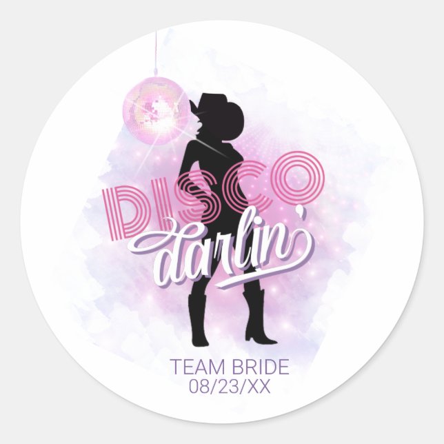 Pegatina Redonda Equipo de Novia Disco Darlin' ID928  (Anverso)
