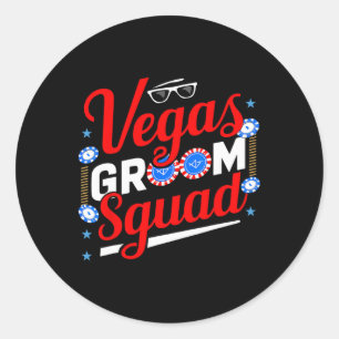 Pegatina Redonda Equipo de novio de Las Vegas despedida de soltero