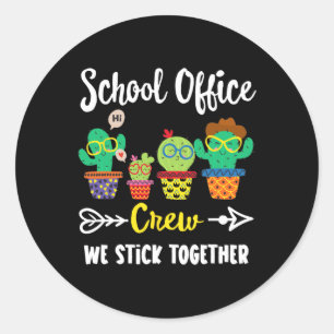 Pegatina Redonda Equipo De Office Nos Mantenemos Juntos De Vuelta A