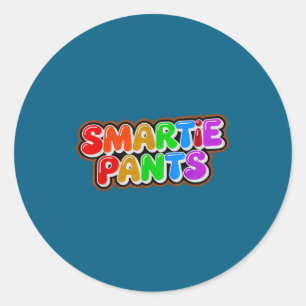 Pegatina Redonda Equipo de Pantalones Smartie Inteligente Educativo