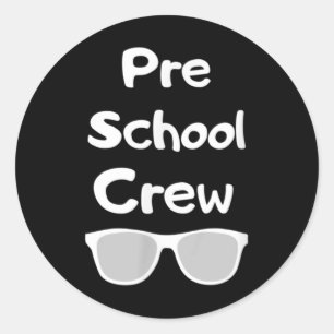 Pegatina Redonda Equipo De Preescolar De Vuelta A La Escuela Niños