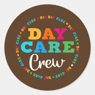 Pegatina Redonda Equipo de Prestador de Atención Infantil de la Es