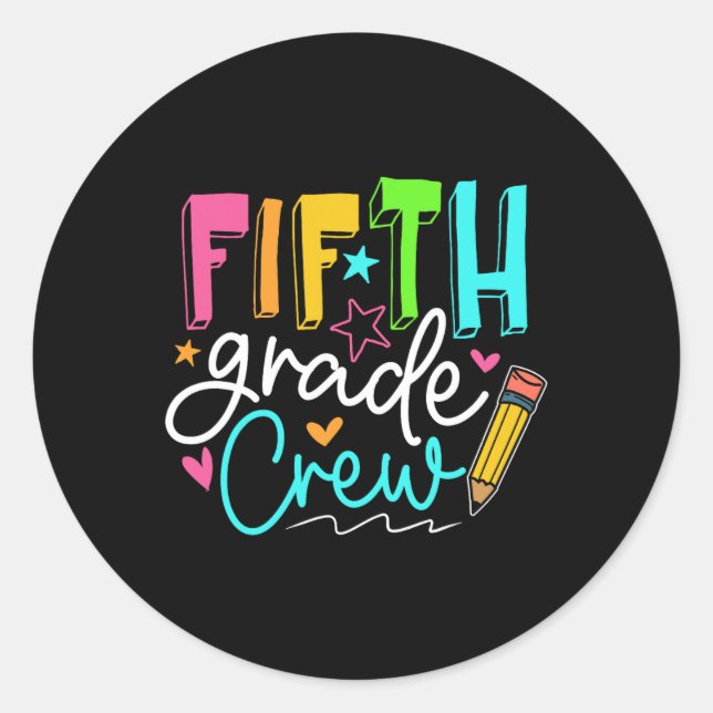 Pegatina Redonda Equipo de Quinto Grado Estudiante de Quinto Grado (Anverso)