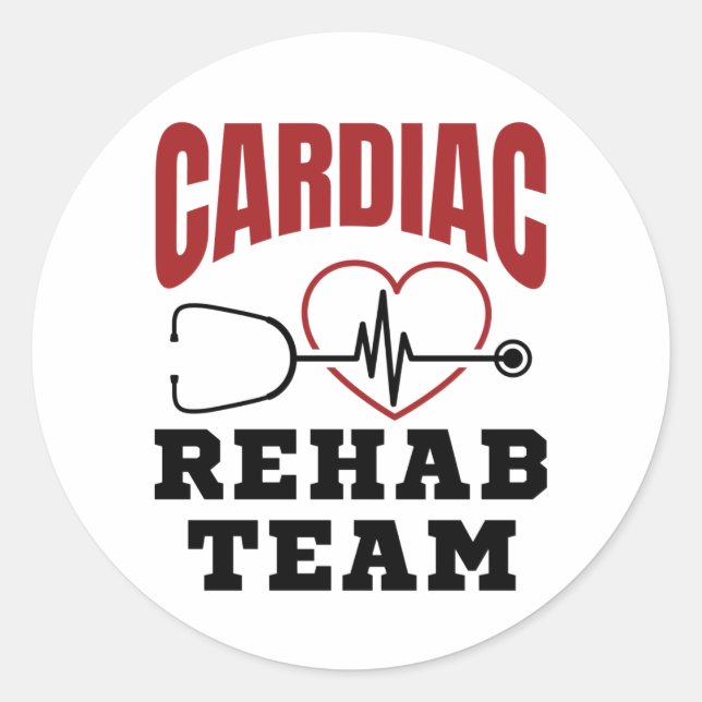 Pegatina Redonda Equipo de rehabilitación cardiaca Enfermera cardió (Anverso)