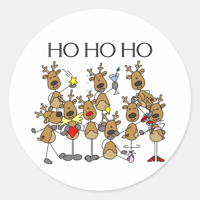 Pegatina Redonda Equipo de renos (Anverso)