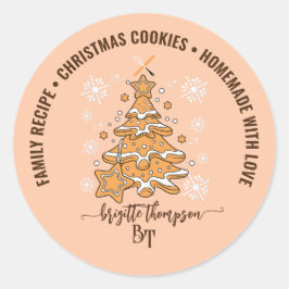 Pegatina Redonda Equipo de repostería de árbol de Navidad de gallet