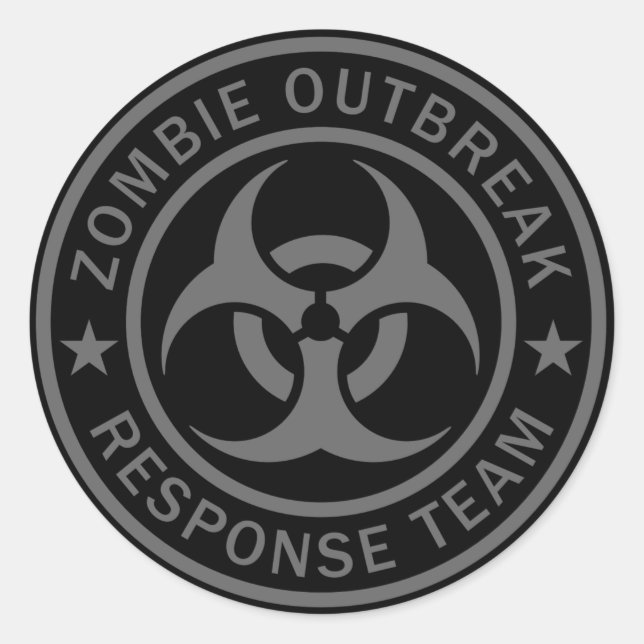 Pegatina Redonda Equipo de respuesta al brote de Zombie (Anverso)