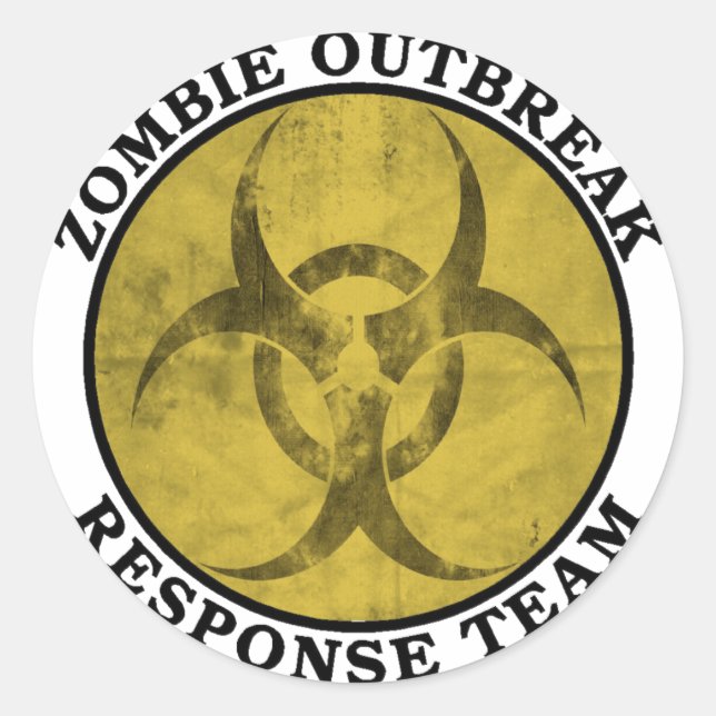 Pegatina Redonda Equipo de respuesta al brote de Zombie (Biohazard) (Anverso)