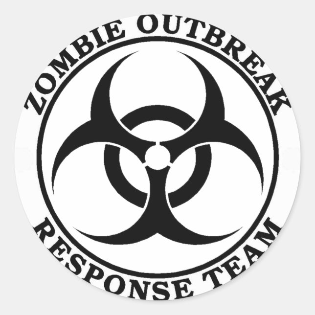 Pegatina Redonda Equipo de respuesta al brote de Zombie (Biohazard) (Anverso)