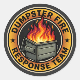 Pegatina Redonda equipo de respuesta de incendio de contenedor