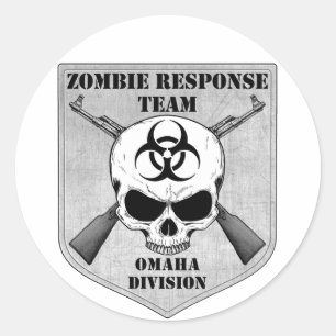 Pegatina Redonda Equipo de respuesta de zombis: División de Omaha