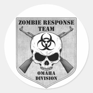 Pegatina Redonda Equipo de respuesta de zombis: División de Omaha