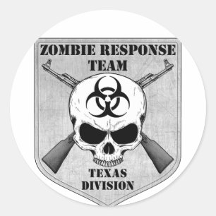 Pegatina Redonda Equipo de respuesta de zombis: División de Texas