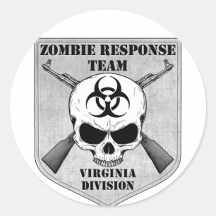 Pegatina Redonda Equipo de respuesta de zombis: División de Virgini