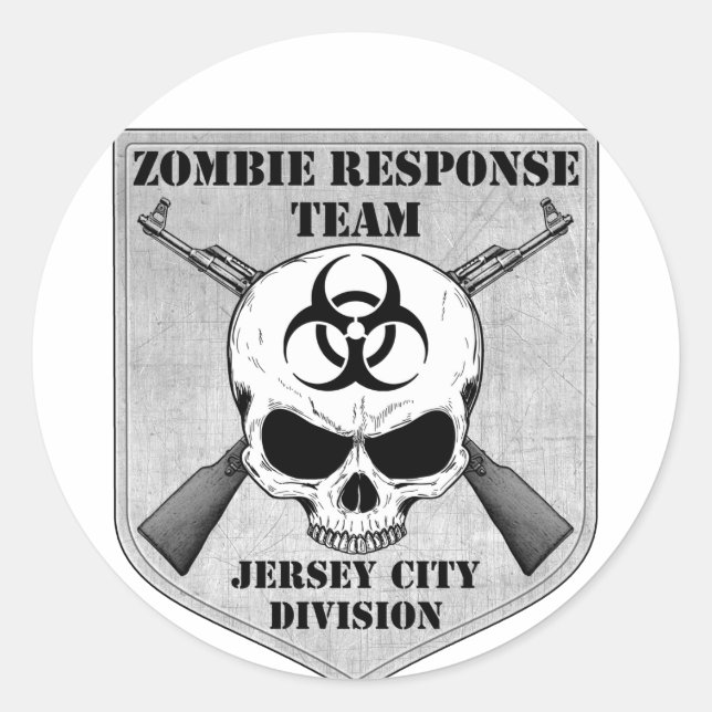 Pegatina Redonda Equipo de respuesta zombi: División de Jersey City (Anverso)
