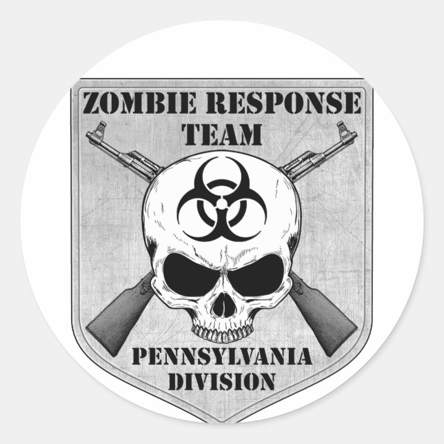 Pegatina Redonda Equipo de respuesta zombi: División de Pennsylvani (Anverso)