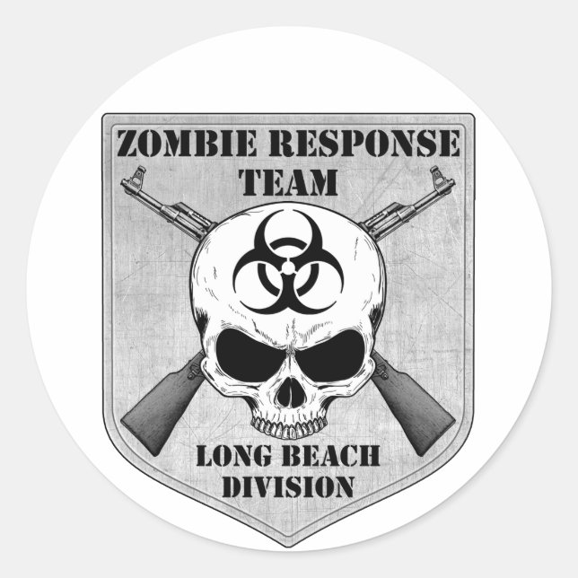 Pegatina Redonda Equipo de respuesta zombi: División Long Beach (Anverso)