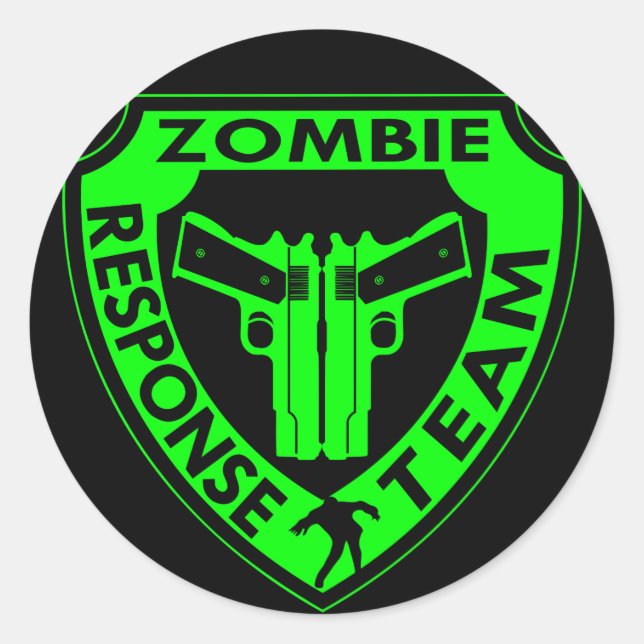 Pegatina Redonda Equipo de respuesta zombie (Anverso)