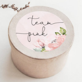 Pegatina Redonda Equipo de revelación de género rosa floral niña, e