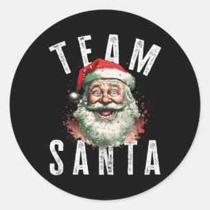 Pegatina Redonda Equipo de Santa Navidades Graciosa Navidad Santa C