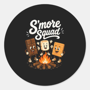 Pegatina Redonda Equipo de S'mores divertido marshmallow hoguera