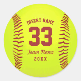 Pegatina Redonda Equipo de Softball personalizado