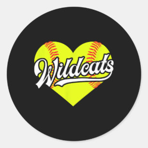 Pegatina Redonda Equipo de sóftbol Heart Wildcats T-ball
