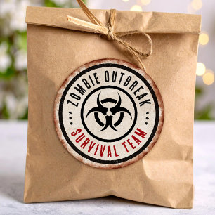 Pegatina Redonda Equipo de supervivencia zombie