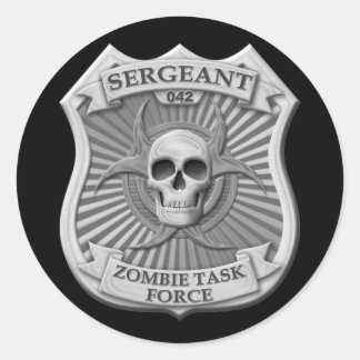 Pegatina Redonda Equipo de Tareas Zombie - Sargento Badge