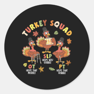 Pegatina Redonda Equipo de Terapia Física Turca Escuadrón de Acción