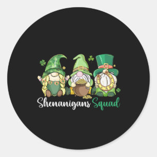 Pegatina Redonda Equipo de travesuras Gnomos irlandeses trébol - Sa