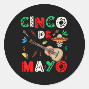 Pegatina Redonda Equipo del Cinco De Mayo Fiesta Mexicana Sombrero