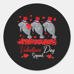 Pegatina Redonda Equipo del Día de San Valentín Tres adorables mana