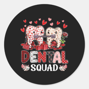 Pegatina Redonda Equipo Dental San Valentín Dentista Dental Instant