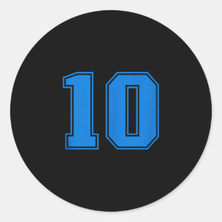 Pegatina Redonda Equipo deportivo azul uni número #10 sin mangas ta
