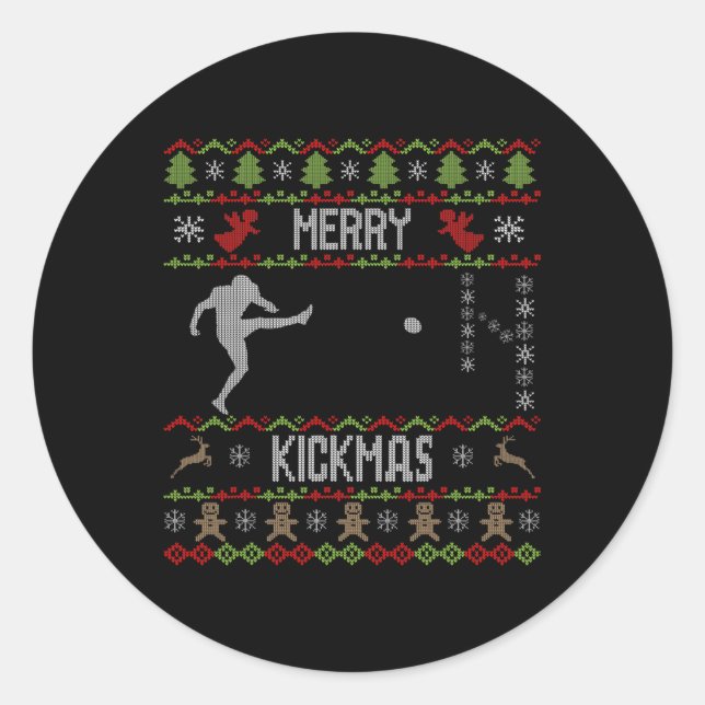 Pegatina Redonda Equipo deportivo de fútbol de Navidades feos (Anverso)