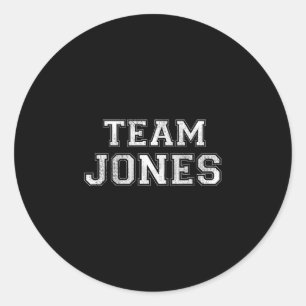 Pegatina Redonda Equipo deportivo familiar divertido apellido jones