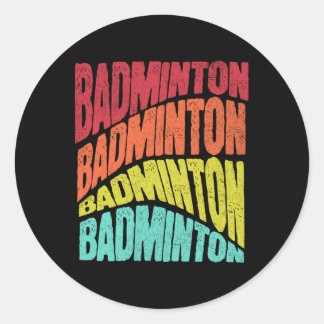 Pegatina Redonda Equipo deportivo Retro Groovy Vibe Badminton
