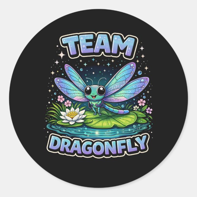 Pegatina Redonda Equipo Dragonfly (Anverso)