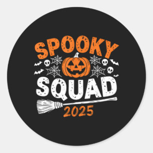 Pegatina Redonda Equipo Espeluznante 2025 Halloween Familiar Combin