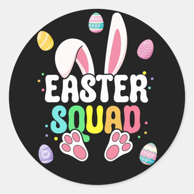 Pegatina Redonda Equipo Familiar de Pascua Combinado (Anverso)