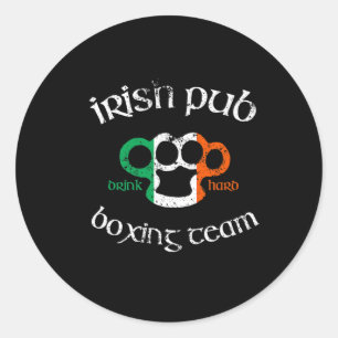 Pegatina Redonda Equipo irlandés de boxeo duro con problemas Tee Gi