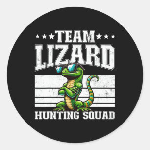 Pegatina Redonda Equipo Lizard Caza Squad Funny Retro Gecko Lizard