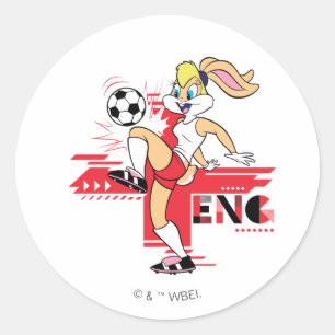 Pegatina Redonda Equipo Lola Bunny Inglaterra Gráfico de Fútbol