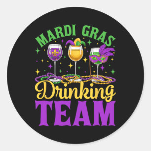 Pegatina Redonda Equipo Mardi Gras Fiesta Custome Beer cerveza
