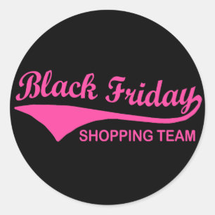 Pegatina Redonda Equipo negro de las compras de viernes