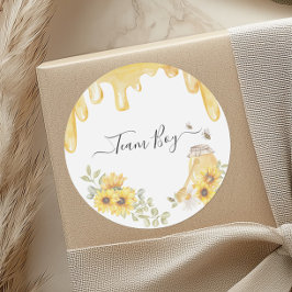 Pegatina Redonda Equipo Niño Bee Sunflower Género Revelar voto Fies