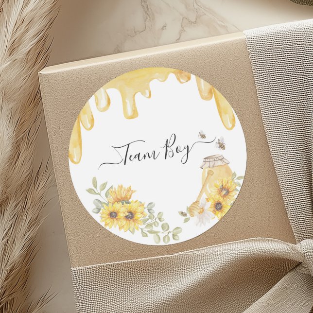 Pegatina Redonda Equipo Niño Bee Sunflower Género Revelar voto Fies (Subido por el creador)