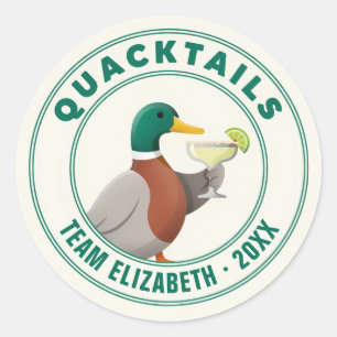 Pegatina Redonda Equipo Novia Quacktails Fin de Semana de Despedida